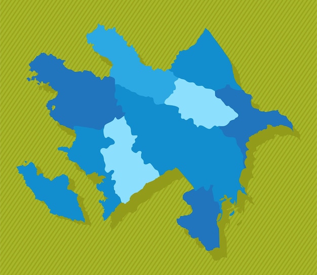 Mapa de Azerbaiyán con regiones mapa político azul ilustración vectorial de fondo verde.