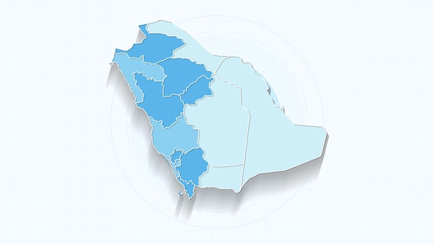 Mapa azul de Arabia Saudita Mapa de Arabia Saudita con las fronteras de los estados país muy detallado