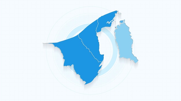Mapa azul de Brunei Mapa de Brunei con las fronteras de los estados país muy detallado