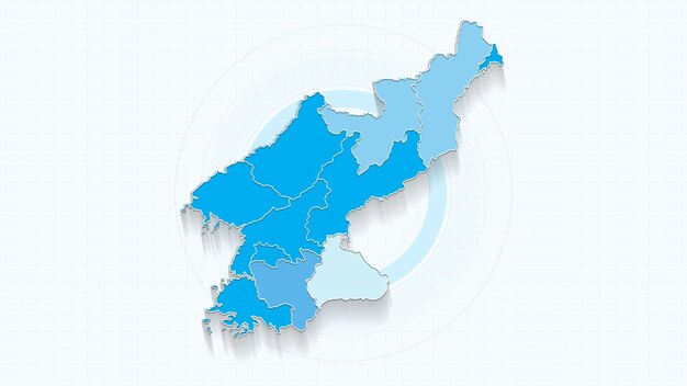 Mapa azul de Corea del Norte Mapa de Corea del norte con las fronteras de los estados país muy detallado