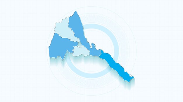 Mapa azul de Eritrea Mapa de Eritrea con las fronteras de los estados país muy detallado