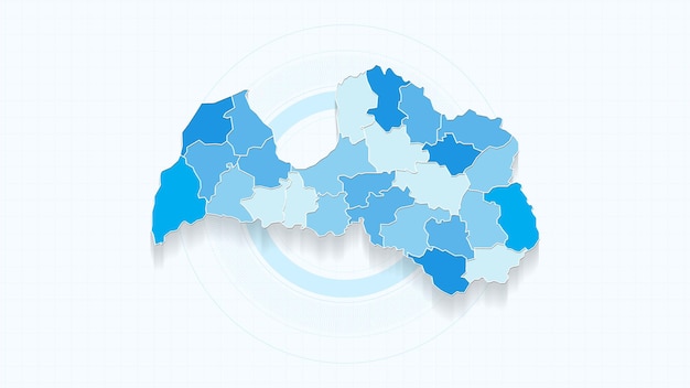 Mapa azul de Letonia Mapa de Letonia con las fronteras de los estados país muy detallado