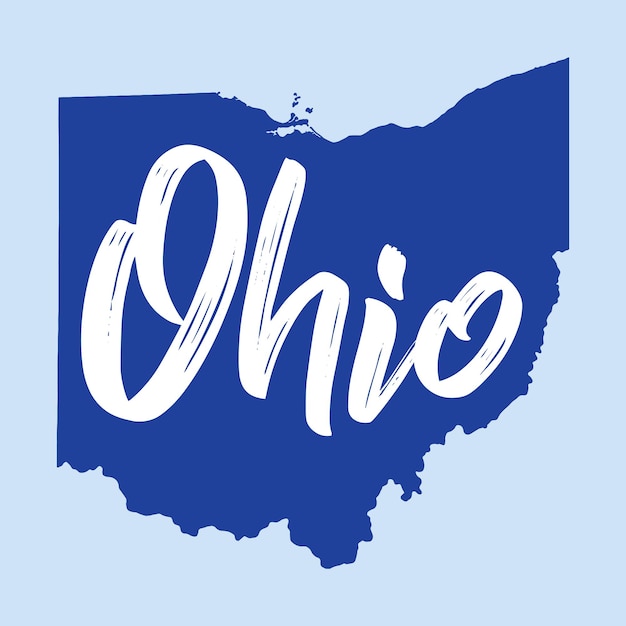 Vector un mapa azul de ohio con el nombre del estado.