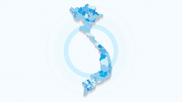 Mapa azul de Vietnam Mapa de Vietnam con las fronteras de los estados país muy detallado