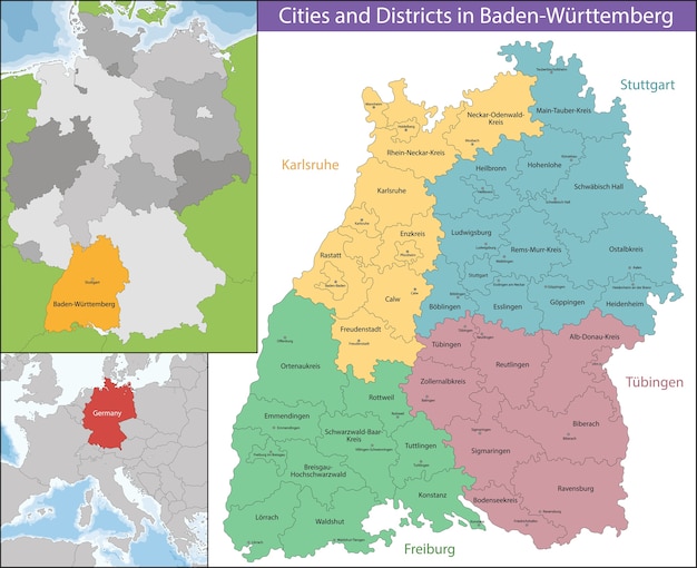 Vector mapa de baden-wurttemberg