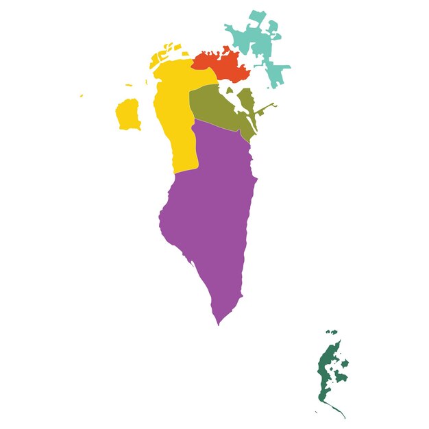 Mapa de Bahréin en provincias administrativas en multicolor