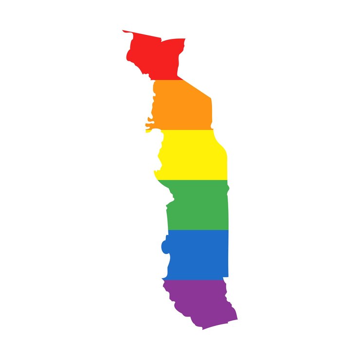Vector mapa de la bandera del arco iris del orgullo gay lgbtq de