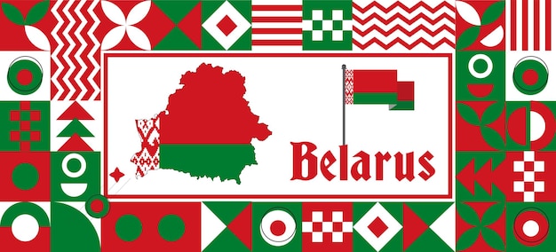 Vector mapa de la bandera de bielorrusia día de la independencia geométrico país diseño de fondo abstracto