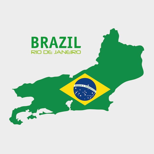 mapa y bandera de brasil rio de janeiro