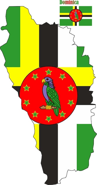 Mapa y bandera de Dominica