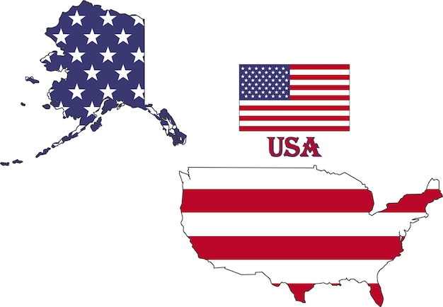 Mapa y bandera de Estados Unidos