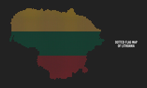 Mapa de bandera de estilo punteado de semitono de lituania