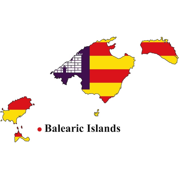 Mapa de la bandera de las Islas Baleares