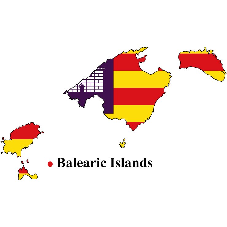Mapa de la bandera de las Islas Baleares