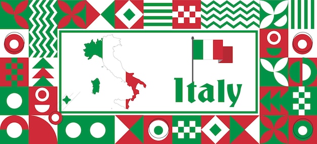 Vector mapa de la bandera de italia día de la independencia geométrico país diseño de fondo abstracto