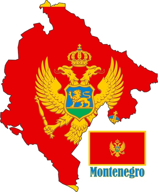 Mapa y bandera de Montenegro