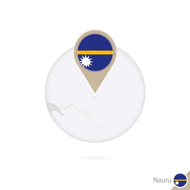 Mapa y bandera de Nauru en círculo. Mapa de Nauru, pin de la bandera de Nauru. Mapa de Nauru al estilo del mundo. Ilustración de vector.
