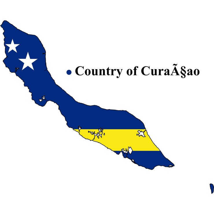 Mapa de la bandera del país de Curacao