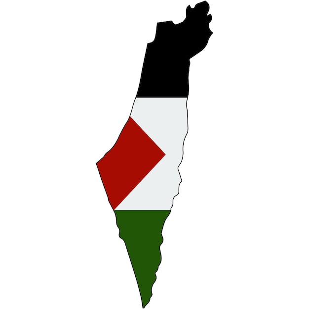 Mapa de la bandera de Palestina Ilustración vectorial