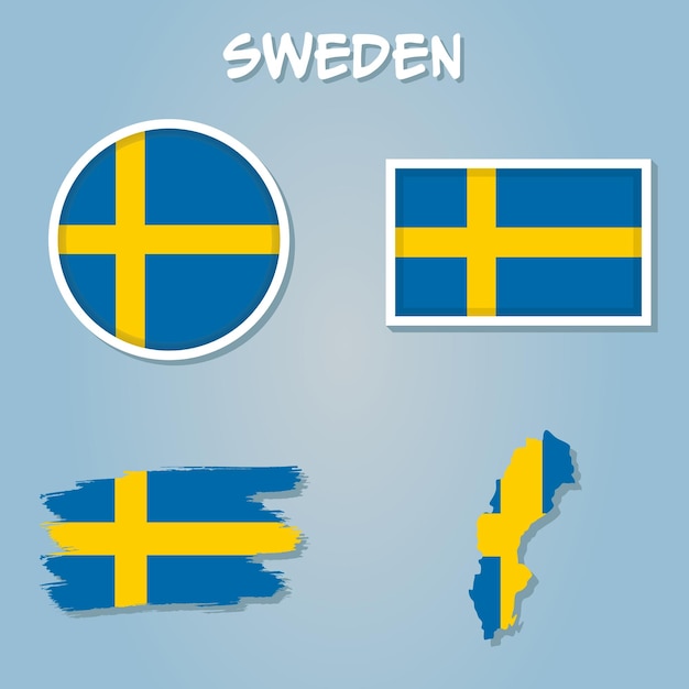 Mapa de la bandera de Suecia Mapa del Reino de Suecia con la bandera del país sueco