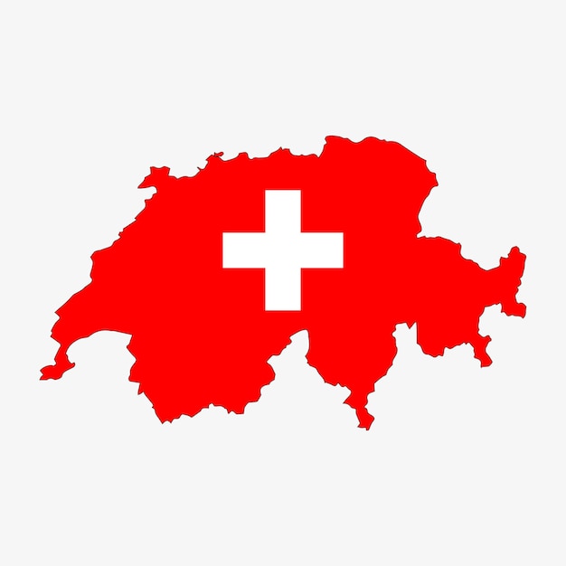 Vector mapa y bandera de suiza ilustración vectorial del contorno de la silueta del país