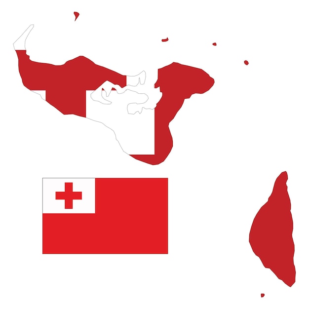 Vector mapa y bandera de tonga