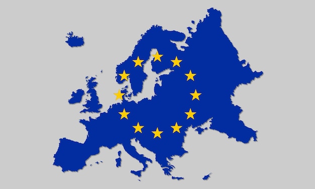 Vector el mapa de la bandera de la unión europea está aislado sobre un fondo blanco.