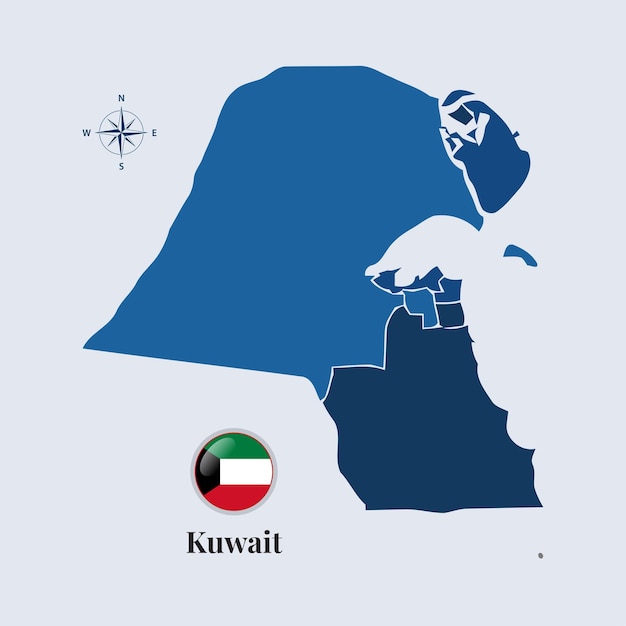Mapa y bandera del vector de Kuwait Mapa de la bandera del vector de Kuwait