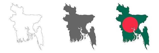 Mapa de Bangladesh muy detallado con bordes aislados en el fondo