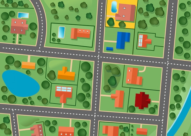 Vector mapa del barrio suburbano para venta de diseño inmobiliario.