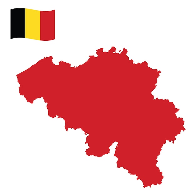 Vector mapa de bélgica con la bandera de bélgica