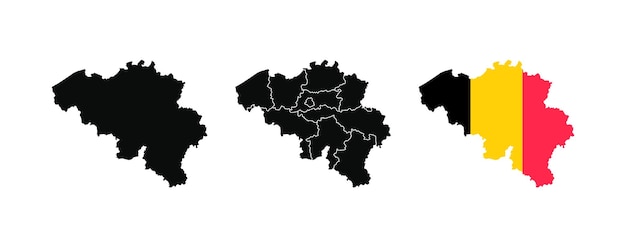 Mapa de Bélgica con bandera nacional