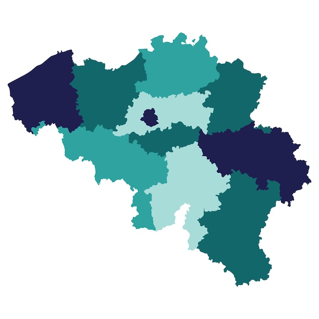 Mapa de Bélgica con mapa administrativo de Bélgica en colores