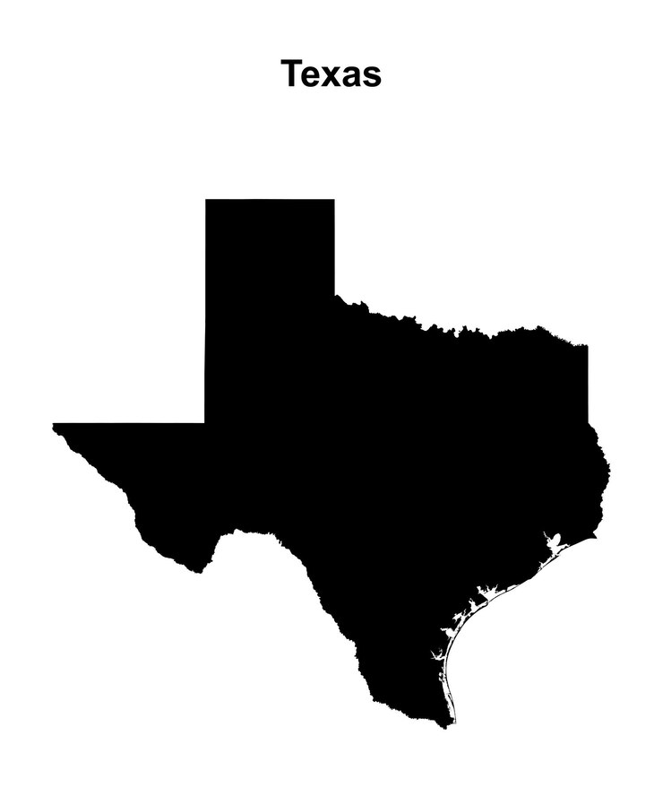 Mapa en blanco del estado de Texas