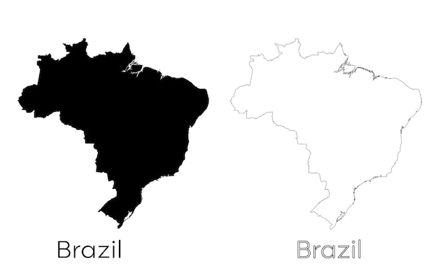 Un mapa en blanco y negro de brasil y brasil.