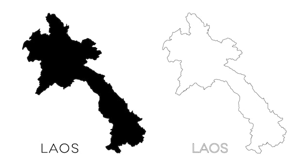 Un mapa en blanco y negro de laos y la palabra laos.