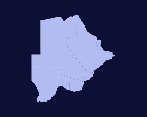 Mapa de borde detallado alto de color azul claro moderno de Botswana aislado sobre fondo azul Vector