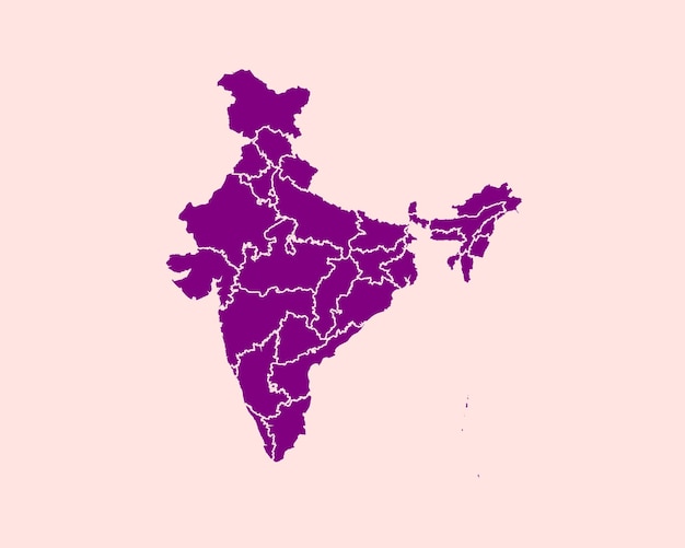 Vector mapa de borde detallado alto de color violeta de terciopelo moderno de la india aislado en púrpura