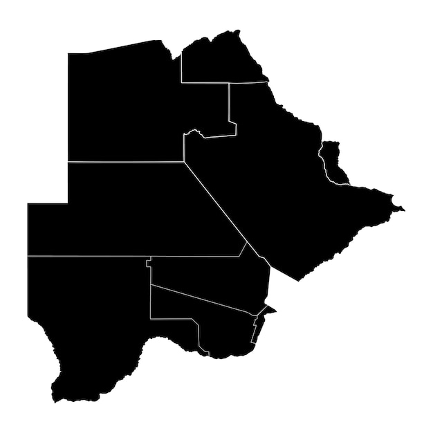 Mapa de Botswana con divisiones administrativas