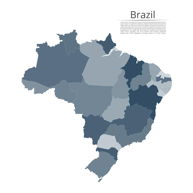 Mapa de Brasil Imagen vectorial de un mapa global en forma de regiones regiones en Italia Fácil de editar