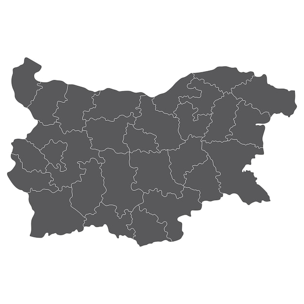 Mapa de Bulgaria en provincias administrativas en color gris