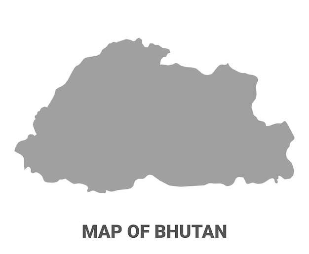 Mapa de Bután en gris de vector plano sencillo
