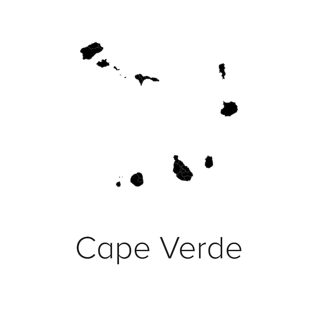 Mapa de Cabo Verde Ilustración vectorial silueta Contorno Mapa de viajes y turismo de Cabo Verde