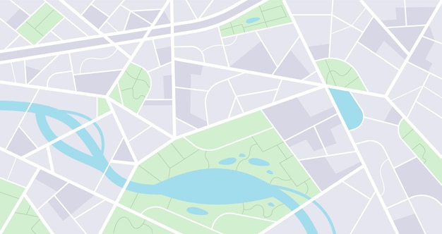 Mapa de calles de la ciudad Vista superior urbana con carreteras y edificios Mapa de diseño de navegación para aplicación de GPS móvil Mapeo de la ciudad y fondo de planificación urbana Ilustración vectorial