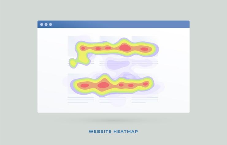Vector mapa de calor o herramienta de análisis de mapa de calor del sitio web en la ventana del navegador
