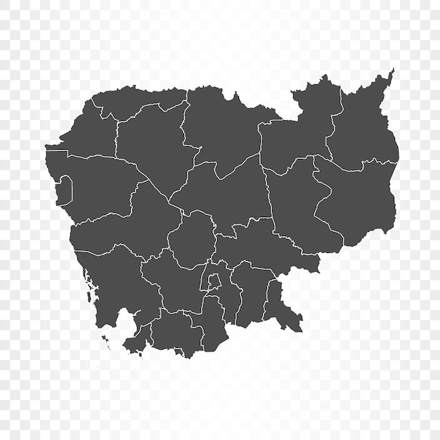 Mapa de Camboya aislado en transparente