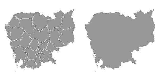 Mapa de Camboya con divisiones administrativas Ilustración vectorial