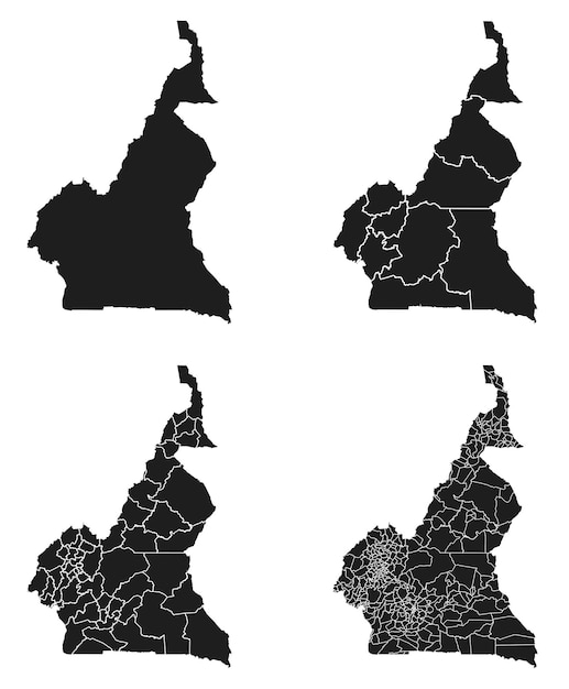 Vector mapa de camerún con división regional