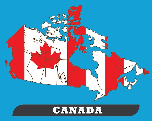 Mapa de Canadá y Bandera de Canadá Mapa de Canadá y Bandera de Canadá dibujo por ilustración