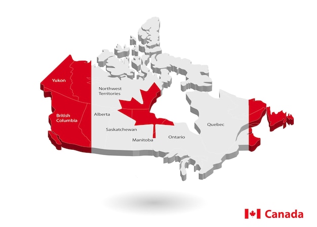 Mapa de canadá. canadá mapa vectorial 3d. mapa de canadá